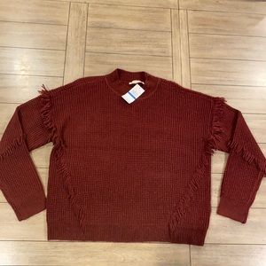 NWT Michael Kors fuzzy sweater with fringe sleeves. Size XL